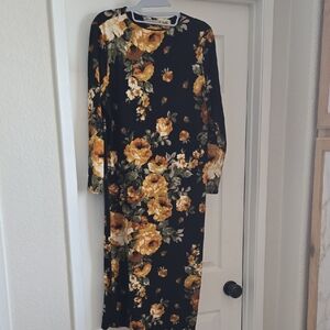 Floral Black and Yellow Women's Dress
